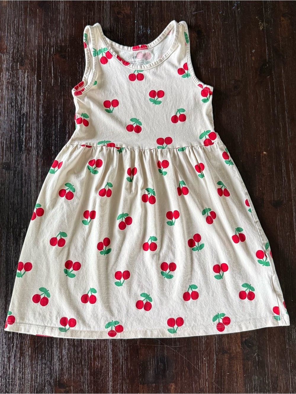 H&M Cream Dress with Red Cherry Print